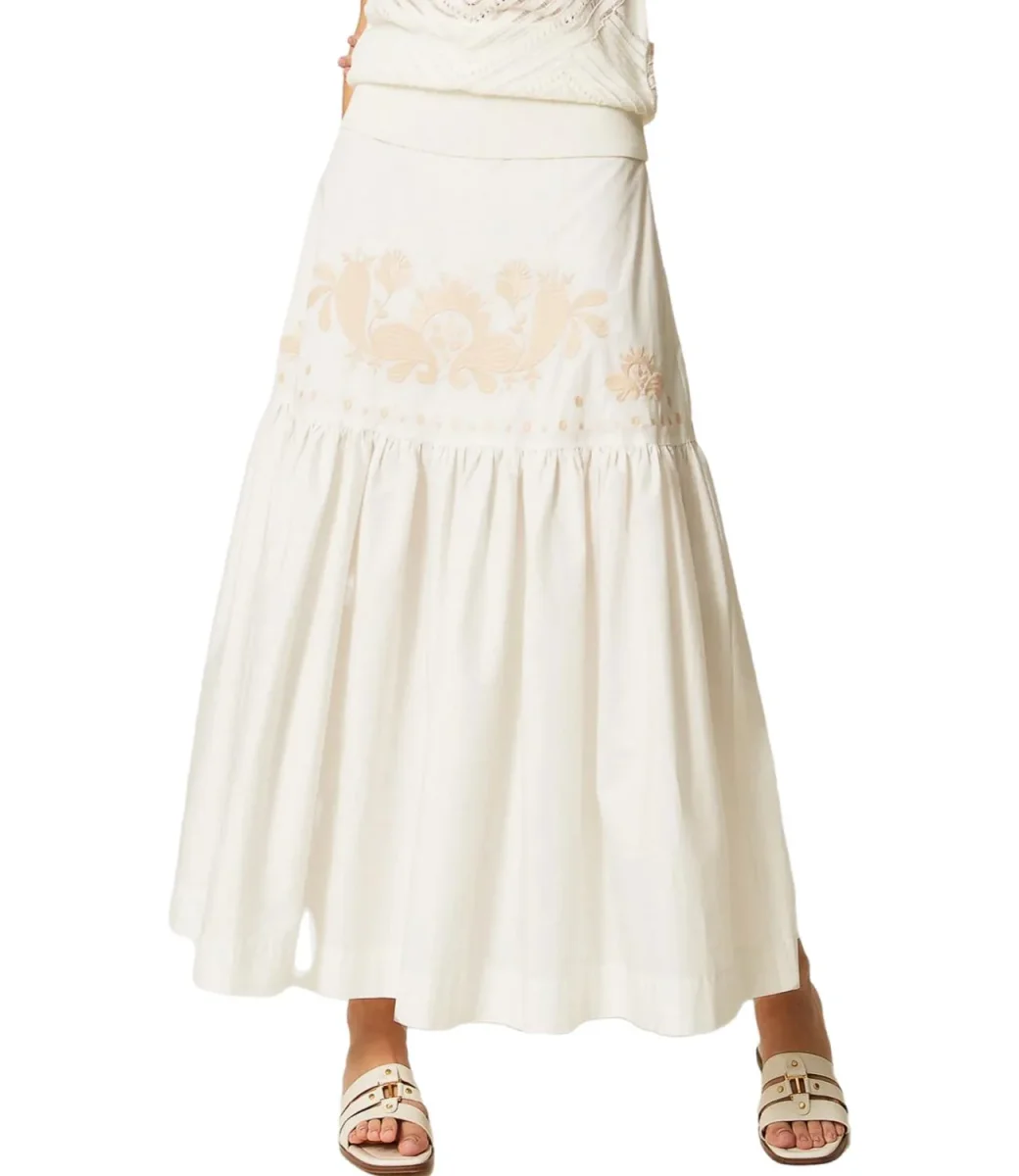 Actitude Twinset Gonna a fiori Bianco Donna